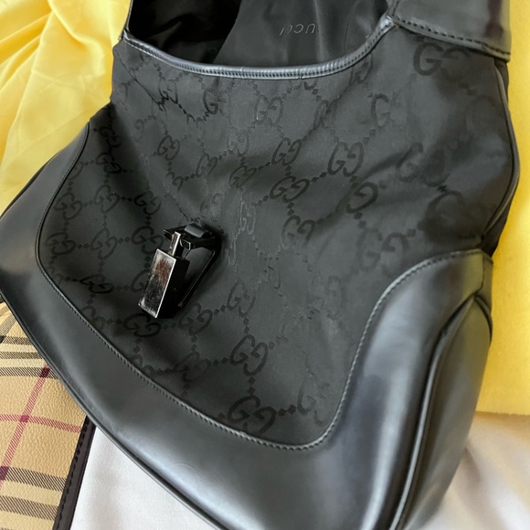 π₯π₯πππ«VINTAGE GUCCI JACKIE KENNEDY Bag Black Canvas/Leather ππππ - Picture 4 of 16